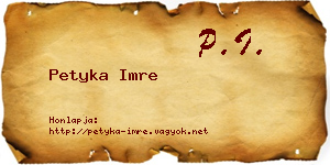 Petyka Imre névjegykártya